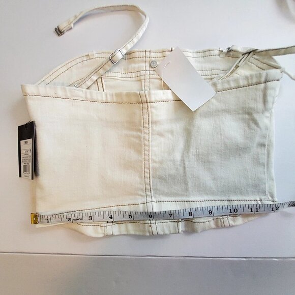 Art Class White Denim Crop Top With Button Front & Spaghetti Straps Medium (8) - Picture 9 of 13